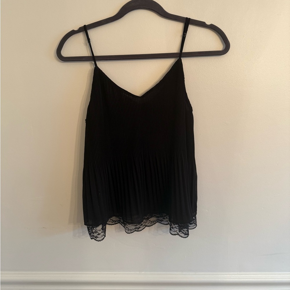 Black Pleated Sleeveless Camisole